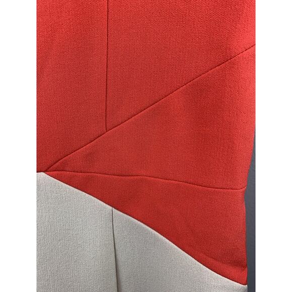 Sharagano Dress Womens 10 Sleeveless Orange/Tan colorblock Career Office NEW - Picture 6 of 6